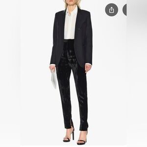 Saint Laurent Black Crushed Velvet Women’s Trousers Pants Sz 34 NEW